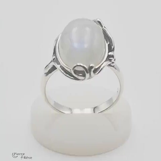 bague en pierre de lune véritable bijoux en argent 925 pour femme