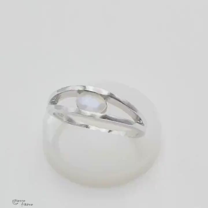 Bague Pierre de Lune blanche véritable en Argent, bijou pour femme - Sélinonte