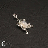 Pendentif pierre de lune cabochon ovale argent 925 (Rainette)